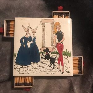 Vintage porcelain four drawer match box holder